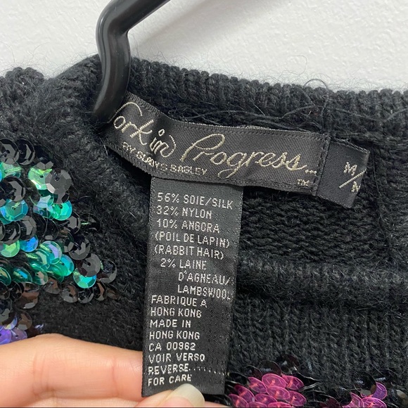 VINTAGE SILK TOP WITH RHINESTONES - Picture 3 of 8